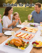 YOUBET 4 PCS Plastic Serving Trays - White Trays for Serving Food - Super Strong Disposable Platters, Heavy Duty Plastic Trays for BBQ, Picnic, Party, Wedding