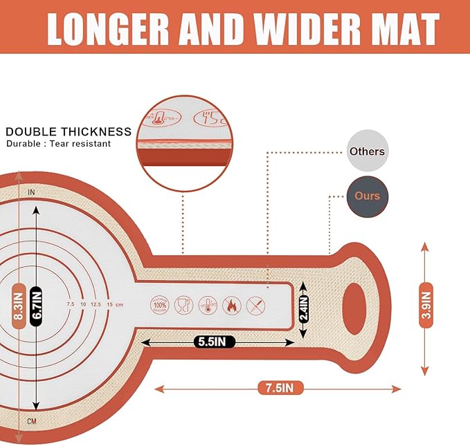 Silicone Bread Sling, 2Pcs Silicone Baking Sling with Longer Handles, Non-Stick & Easy Clean Dutch Oven Baking Mat to Transfer SourDough Easily, Reusable Bread Mat Set