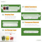IVYHOME Chilled Condiment Server, Taco Bar Serving Set, Versatile Ice Containers, with 5 Lidded Containers and Detachable Ice Storage Layer, 2 Hanging Cups for Storing Tong and Forks