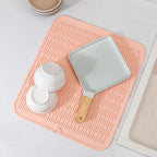MicoYang Silicone Dish Drying Mat for Multiple Usage,Easy clean,Eco-friendly,Heat-resistant Silicone Mat for Kitchen Counter or Sink,Refrigerator or Drawer Liner Pink XL 18 inches x 16 inches