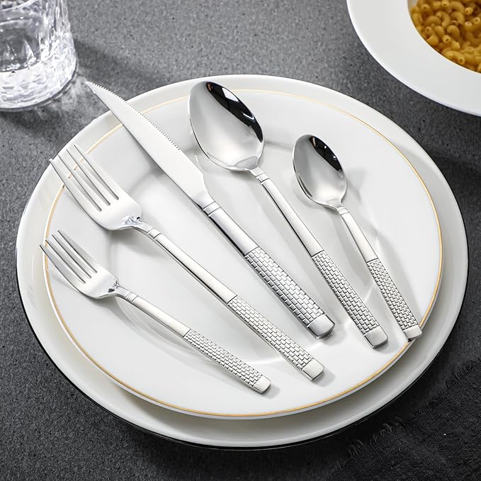 40-Piece Stainless Steel Silverware Set,Flatware Set Service for 8 Includes Forks Spoons Knives Kitchen Cutlery Utensil Set for Home Restaurant Hotel