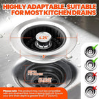 Sink Drain Strainer - Sink Stopper, 3-in-1 Kitchen Stainless Steel Drain Plug with Anti-Clog Basket, Pop-Up Cover Fits Standard 3-1/2” Openings for Double Bowl Kitchen Sinks,Black