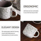 MONITO 12 OZ Coffee Mugs Set of 4, Ceramic Coffee Mugs,Modern Coffee Mugs Set with handle for Tea/Latte/Cappuccino/Milk/Cocoa. (Beige-brown, 4 Count（Pack of 1）)