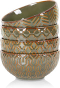 Sureasy 25 oz Ceramic Cereal Bowls Set of 4, 5.9 Inch Green Soup Bowls for Kitchen, Perfect for Soup, Pasta and Salad, Microwave & Dishwasher Safe