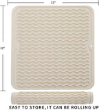 MicoYang Silicone Dish Drying Mat for Multiple Usage,Easy clean,Eco-friendly,Heat-resistant Silicone Mat for Kitchen Counter or Sink,Refrigerator or Drawer liner Tapioca M 12 inches x 12 inches