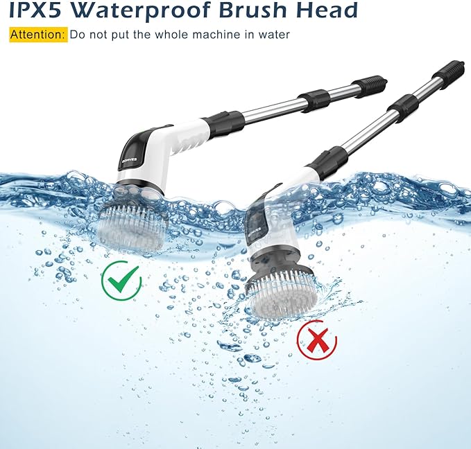 Bomves Electric Spin Scrubber, Cordless Cleaning Brush Scrubber for Home, 8 Replaceable Brush Heads-90Mins Work Time, 3 Adjustable Size, 2 Speeds for Bathroom Shower Bathtub Glass Car