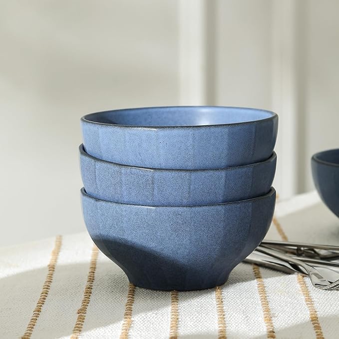 Stone Lain Rio 4-Piece Bowl Set Stoneware, Blue