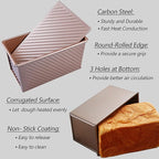 Pullman Loaf Pan with Lid, 1Pound Dough Capacity Rectangular Bread Pan, Non-Stick Long Bread Pans for Homemade Bread, 9x4inch Pullman Loaf Pan with Dough Scraper Cutter for Sandwich Bread