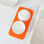 MicoYang Silicone Dish Drying Mat for Multiple Usage,Easy clean,Eco-friendly,Heat-resistant Silicone Mat for Kitchen Counter or Sink,Refrigerator or Drawer Liner Orange S 12 inches x 6 inches