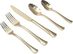 Alata Alice Champagne Gold Mirror 40-Piece Silverware Set Stainless Steel Flatware Set,Service for 8,Mirror Polished Cutlery Set,Dishwasher Safe
