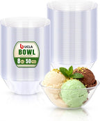 bUCLA 50Pack Clear Plastic Small Bowls - 8oz Disposable Ice Cream/Salsa/Dipping/Dessert/Sauce/Small Serving Bowls for Party