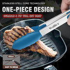 Walfos Kitchen Tongs - 7" 9" and 12" Heat Resistant Food tongs, Thickened Stainless Steel and BPA Free Silicone Tips, Great for Cooking, Grilling, Turning, Dishwasher safe(3 blue silicone tongs)