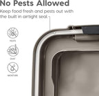 IRIS USA 30 lbs & 11 lbs Combo Airtight Dog Food Storage Container, Stackable Treat Box, 2-Cup Scoop, Wheels, Keep Fresh, Easy Mobility, Chrome
