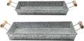 AuldHome Design Galvanized Farmhouse Trays (Set of 2, Small & Medium); Farmhouse Decor Rectangular Trays w/Handles