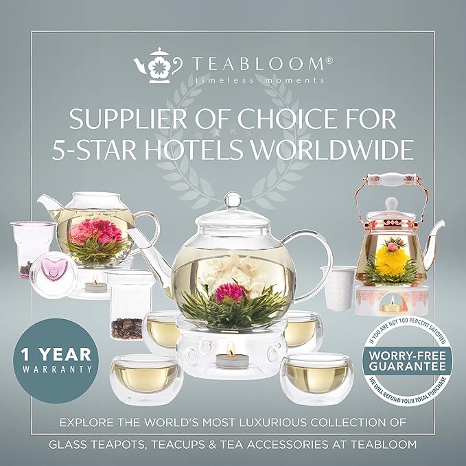 Teabloom Lead-Free Double Walled Cups – Set of 2 Insulated Glass Cups for Tea, Coffee, Espresso, and More – 8 oz / 250 ml – Clarity Collection