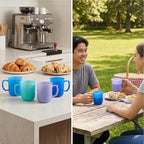 Plastic Coffee Mug 4 set Microwave and Dishwasher Safe - BPA Free Reusable Cups 13 oz - Unbreakable Thick Wall Bulk Coffee Mugs for Kids Kitchen Home Outdoor Camper Nautical