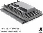 Umbra Udry Dish Rack and Microfiber Drying Mat – Space-Saving Design Folds Up for Easy Storage, Over-Sink Rack, Gray