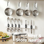 Measuring Cups and Spoons Set, 304 Stainless Steel Measuring Cups Set of 7,8 Magnetic Stainless Steel Measuring Spoons & 1 Leveler for for Measure Dry and Liquid Ingredients
