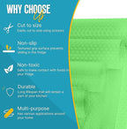 Refrigerator Liners for Shelves by Linda’s Essentials - Easy to Clean Fridge Liner with Spill Protection Fridge Shelf Liners & Drawer Liner, Nonslip BPA-Free Refrigerator Mats (Green Roll)