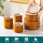 vancasso ONION Ceramic Plates and Bowls Sets, 24 Pieces Grey Dinnerware Sets for Kitchen, Reactive Glaze Dishes Set for 8, Dishwasher and Microwave Safe