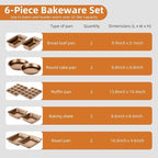 11-Piece Nonstick Baking Pans Set - Professional Grade Carbon Steel Bakeware with Premium Coating- Dishwasher Safe, Stackable, Oven Safe to 450°F (Champagne)