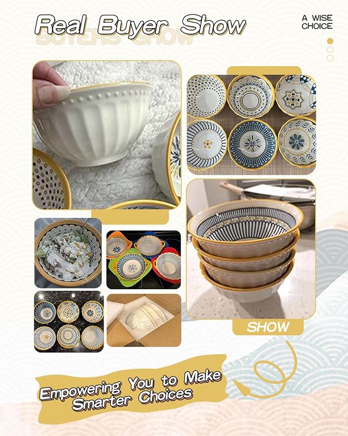 Yeacccng Bohemian French Onion Soup Bowls Set of 4-23 Oz Ceramic Soup Bowls with Handle, 6 Inch Soup Bowl for Kitchen, Oven/Microwave Safe, Lead-Free,Scratch-Resistant