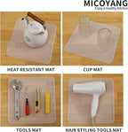 MicoYang Silicone Dish Drying Mat for Multiple Usage,Easy clean,Eco-friendly,Heat-resistant Silicone Mat for Kitchen Counter or Sink,Refrigerator or Drawer liner Translucent M 12 inches x 12 inches