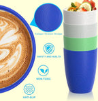 Homienly Drinking Glasses & Everyday Kids Tumblers Wheat Straw Cups 4-Pack Set | Textured Reusable Plastic Cups Essential Kitchen Cups | Dishwasher Safe for Party, Home, Camping (12 oz, Island Color)