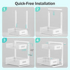 Petiza Under Sink Organizer Adjustable Height 2 Tier Bathroom Organizer Pull Out Cabinet Organer kitchen organizers and storage fridge organizers and storage,White,XL-1 Pack