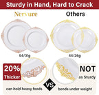 Nervure 700PCS Rose Gold Plastic Plates - Rose Gold Plastic Dinnerware Sets for 100 Guests - 200 White Disposable Plates, 300 Silverware, 100 Cups, 100 Napkins for Wedding & Party