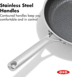 OXO Hybrid 8” Nonstick Stainless Steel Frying Pan, Durable PFAS-Free Ceramic Skillet, Stay-Cool Handle, Induction & All Cooktop Compatible, Dishwasher Safe, Mirror Polished Tri-Ply