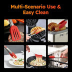 HST Tongs for Cooking with Silicone Tips(3 Pack), Non Stick Kitchen Tongs with Silicone Tip for Cooking BBQ Baking (12", Red)
