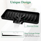 GUUKIN Sponge Holder for Kitchen Sink, Sink Caddy and Soap Tray | 10x4 inch Kitchen Sink Organizer | Compatible with Scrub Daddy, Kitchen Sink Accessories (Black)