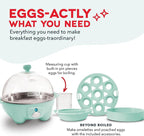 Dash Rapid Egg Cooker - Boiler, Poacher & Steamer - Includes Measuring & Recipe Guide - Dishwasher Safe - BPA Free - Holds 7 Eggs, Aqua