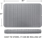 MicoYang Silicone Dish Drying Mat for Multiple Usage,Easy clean,Eco-friendly,Heat-resistant Silicone Mat for Kitchen Counter or Sink,Refrigerator or Drawer Liner Grey 3XL 28 inches x 18 inches