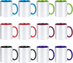 TANGLONG Sublimation Mugs 11 oz Sublimation Cups Bulk Coffee Mugs Tazas Para Sublimar 6 Assorted Colors Set of 12