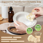 DEBETOOL 2-Pack Bamboo Dish Brush – Natural Dish Scrub Brush with Sisal & Palm Bristles for Non-Stick Pans, Pots, Vegetables, and Kitchen Cleaning