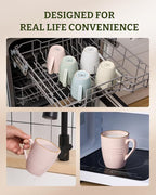 famiware Jupiter Coffee Mugs Set of 4, 13 oz Coffee Mug, Microwave and Dishwasher Safe, Coffee Cups with Handle for Coffee, Tea, Cocoa, Milk, Light Pink