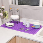 MicoYang Silicone Dish Drying Mat for Multiple Usage,Easy clean,Eco-friendly,Heat-resistant Silicone Mat for Kitchen Counter or Sink,Refrigerator or Drawer Liner Purple 4XL 32 inches x 18 inches