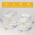 Delamu 2-Tier Under Sink Organizers and Storage, Multi-Purpose Stackable Bathroom Cabinet organizers, Pull Out Kitchen Pantry Organization and Storage with Dividers(4 Pack, Clear)