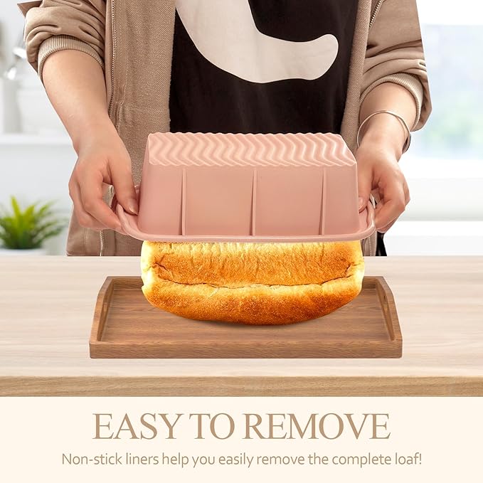 Silicone Bread Loaf Pan, 2 PCS Rectangular Non-Stick Baking Mold Pans for Oven, Bread, Cake, Easy Release