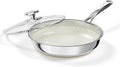 10 Inch Non Stick Frying Pan with Lid, Ceramic Hybrid Tri-Ply Stainless Steel Non Stick Skillet Pan W/ Lid Healthy Nonstick Cookware Induction Omelette Chef Frying Pan, Oven Safe, PFAS/PFOA/PTFE Free
