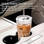 KEMORELA 4-Pack 20 oz Ribbed Glass Tumblers with Lids and Glass Straws – Vintage Iced Coffee Cups, Reusable Smoothie & Cocktail Drinking Glasses, Clear Glassware for Home or Cafe