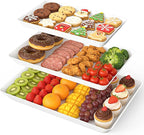 SpaceWhisper 3 Pack Serving Tray, Serving Platters for Snacks, Fruit, Cookies, Dessert, Large Reusable Rectangular Party Platters, 3 Size Set Large 16 * 11",Medium 14 * 9",Small 12 * 7"
