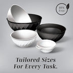 COOK WITH COLOR Mixing Bowls with Lids - 12 Piece Plastic Nesting Bowls Set includes 6 Prep Bowls and 6 Lids, Microwave Safe Mixing Bowl Set, Black and White Diamond