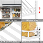 X-cosrack Wall Mount Spice Rack Organizer 5 Tier Height-Adjustable Hanging Spice Shelf Storage for Kitchen Pantry Cabinet Door, Dual-Use Seasoning Holder Rack with Hooks, White