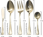 Alata Alice Champagne Gold Mirror 45-Piece Silverware Set Stainless Steel Flatware Set,Service for 8,Mirror Polished Cutlery Set,Dishwasher Safe
