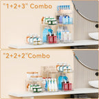 2 Pack 3 Tier Large Pull Out Bathroom Organizers and Storage,13.8″ Deep Sliding Kitchen Under Sink Organizer for Cleaning Products Storage,Acrylic Clear Bathroom inder Sink Organizer,Undersink Storage