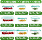 HOMBERKING 24pc Glass Food Storage Containers with Lids, Glass Meal Prep Containers, Airtight Bento Boxes, BPA Free & Leak Proof, Pantry Kitchen Storage(12 lids & 12 Containers) - Blue