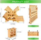 NOVAYEAH Bamboo Dish Drying Rack with Utensil Holder, Collapsible Wooden Dish Drainer Rack, 3-Tier Large Folding Drying Holder for Kitchen Counter 51 pcs Grid
